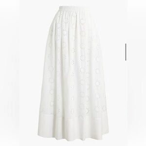 NWT J.Crew White Eyelet Midi Skirt Small
